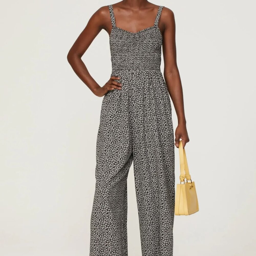 Like New Madewell Black and White Floral Jumpsuit